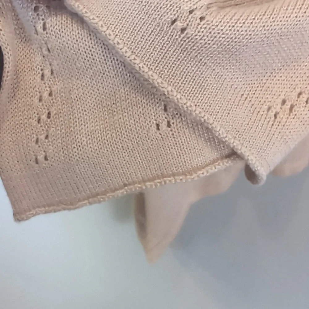 Cyrus Pointelle Knit Cardigan Sweater Small Cream Open Long Sleeve Lightweight - Picture 8 of 11